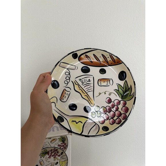 Buon Vino Clay Art Hand Painted Stonelite 8.5" Clay Salad Plates Lot of 4 NEW - Picture 8 of 10